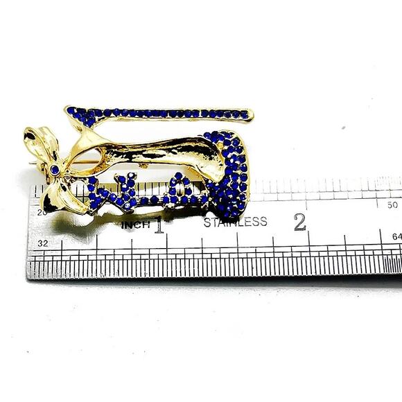 Sigma Gamma Rho Brooch Shoe High Heel Blue & Gold - Picture 3 of 3